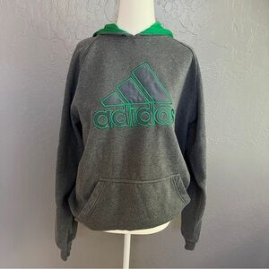Adidas Gray Hoodie with Green Logo